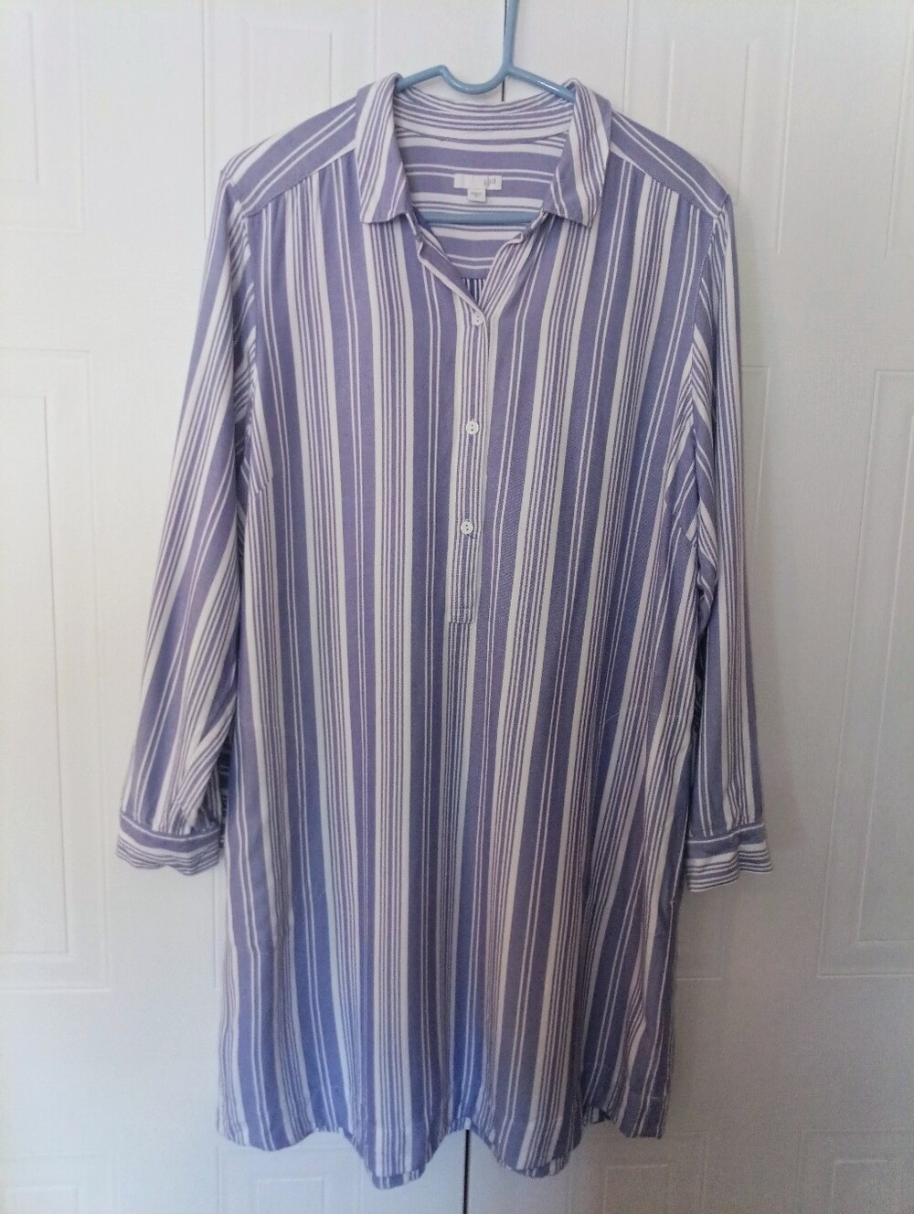 J.Jill Coastal Blue And White Striped Shirt Dress XL